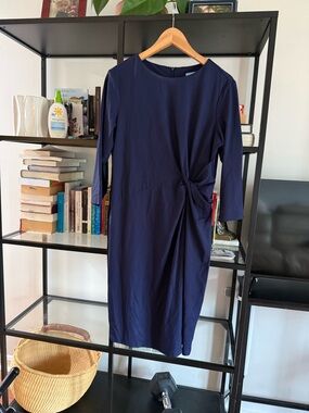 Classic Navy Twist-Front Sheath Dress - Women